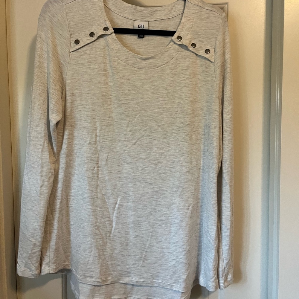 CAbi Light Gray Long Sleeve Top